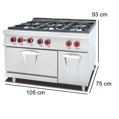 Free Standing Gas Range with 6 Burners with Gas Oven and Fun